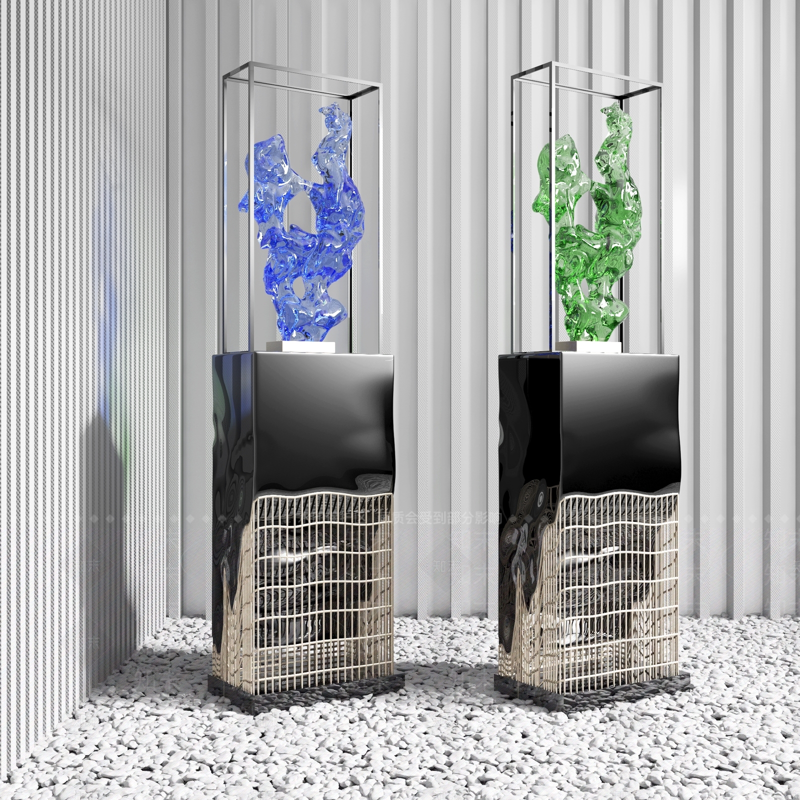 新中式水晶雕塑3D模型下载【ID:389018860】