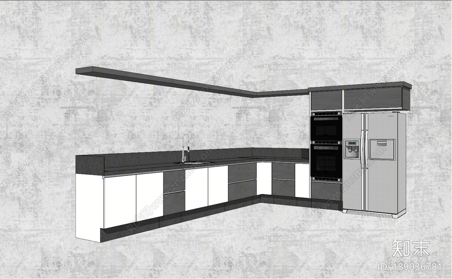 现代厨房台面SU模型下载【ID:189036781】