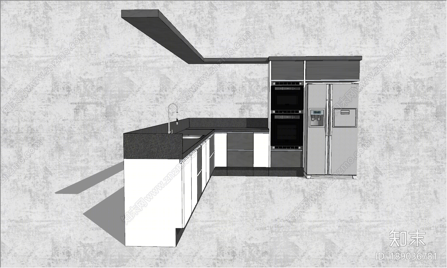 现代厨房台面SU模型下载【ID:189036781】
