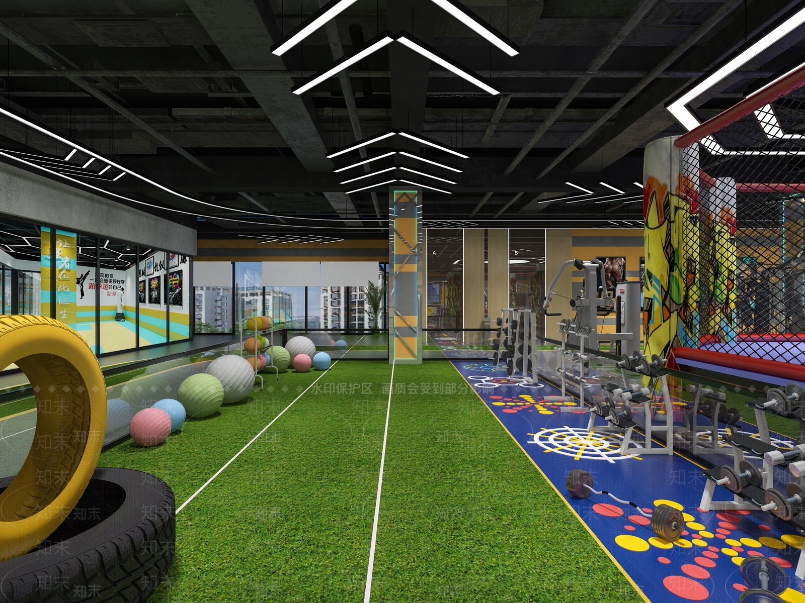 现代健身房3D模型下载【ID:389050400】