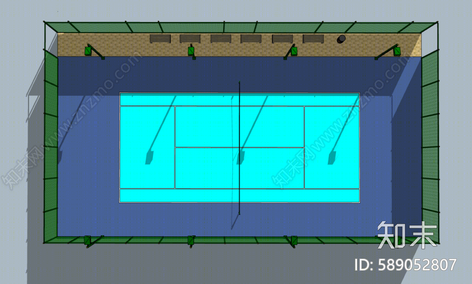 现代网球场SU模型下载【ID:589052807】