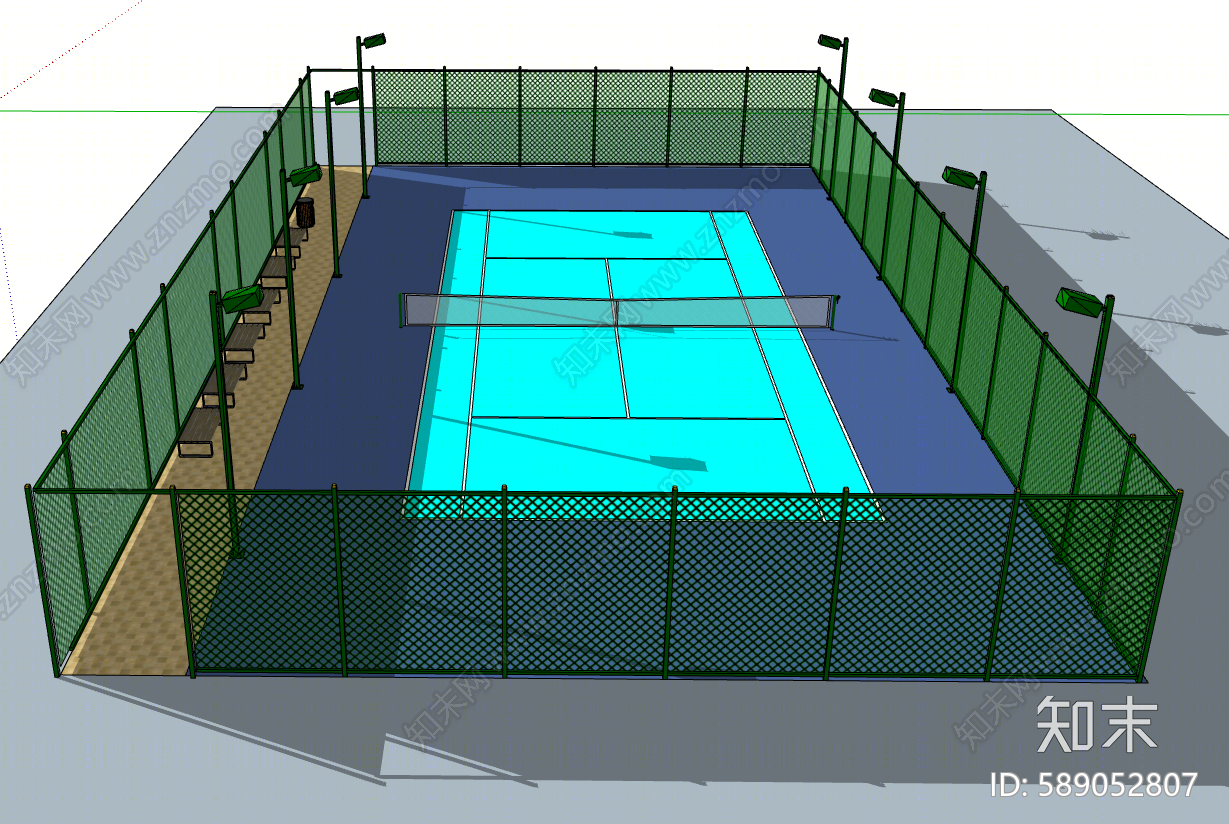 现代网球场SU模型下载【ID:589052807】