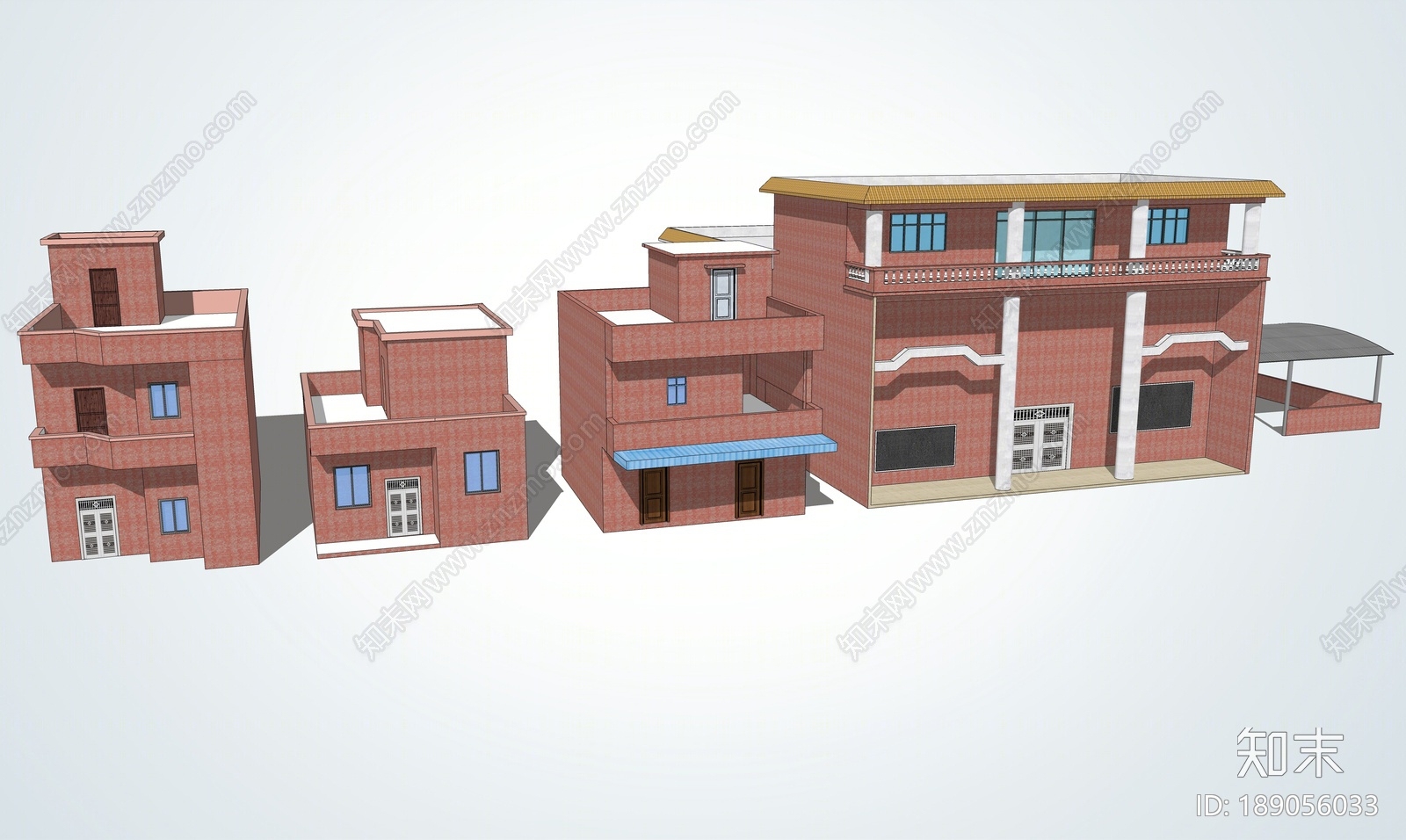 現代自建民房外觀su模型下載【id:189056033】