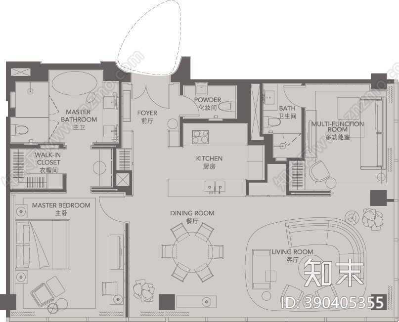 公寓酒店cad施工图下载【ID:390405355】