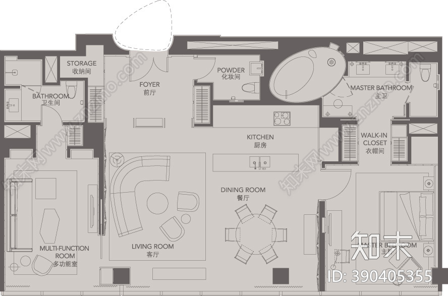 公寓酒店cad施工图下载【ID:390405355】