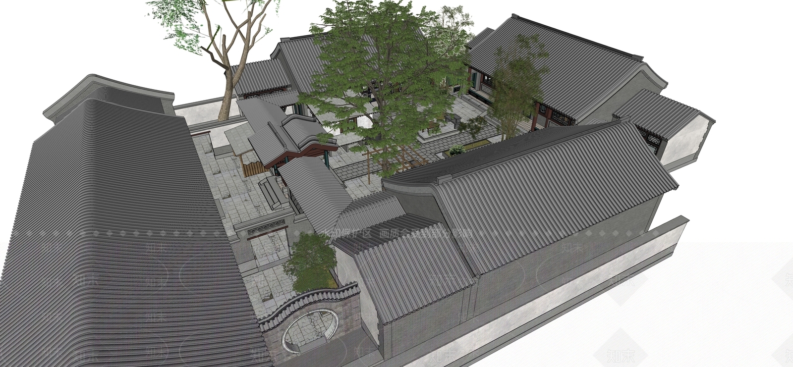 中式四合院SU模型下载【ID:389099268】