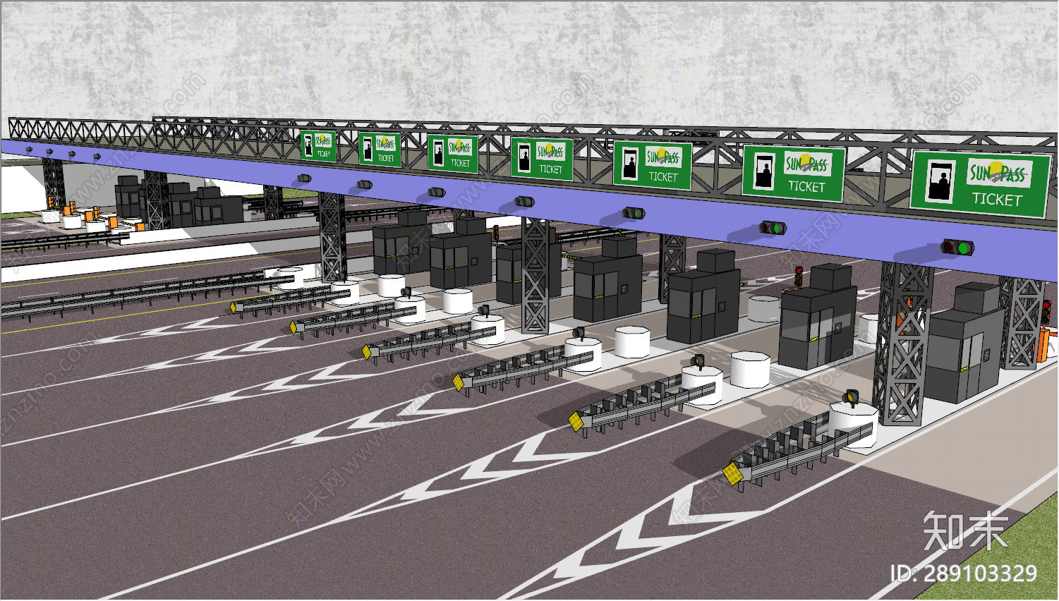 现代收费站SU模型下载【ID:289103329】