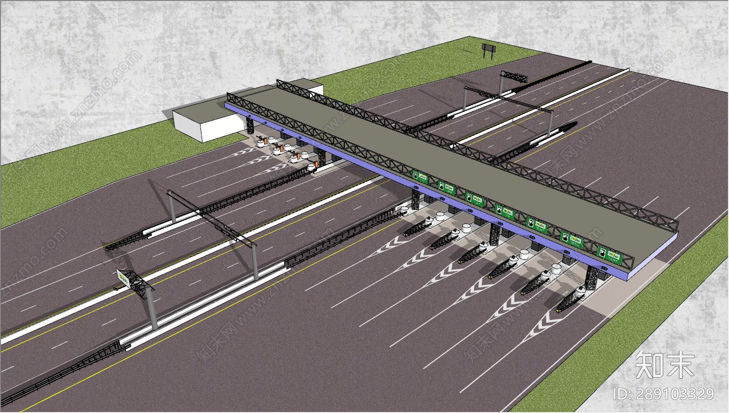 现代收费站SU模型下载【ID:289103329】