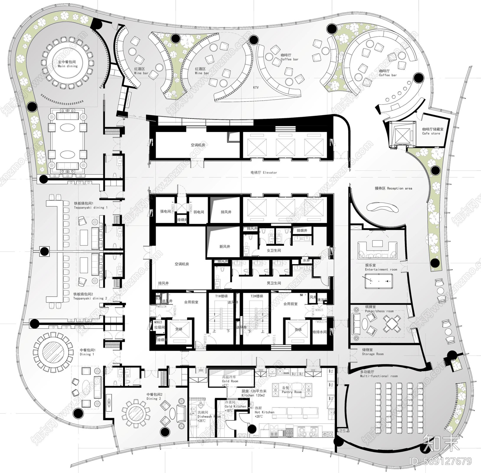 会所cad施工图下载【ID:589127679】