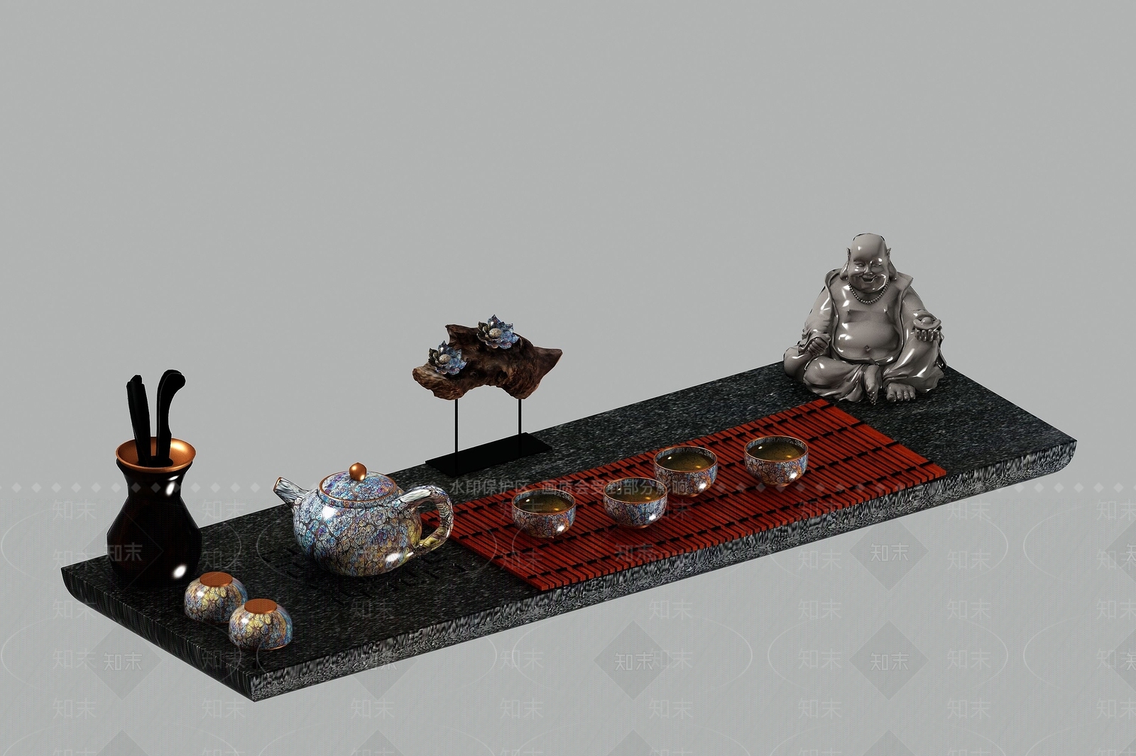新中式茶具3D模型下载【ID:189132634】