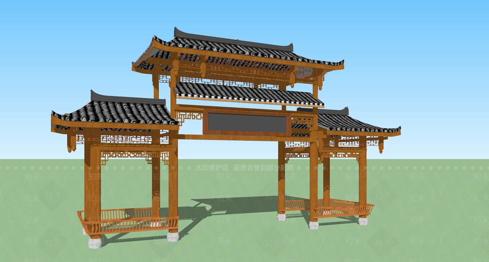 中式牌坊牌楼SU模型下载【ID:489138504】