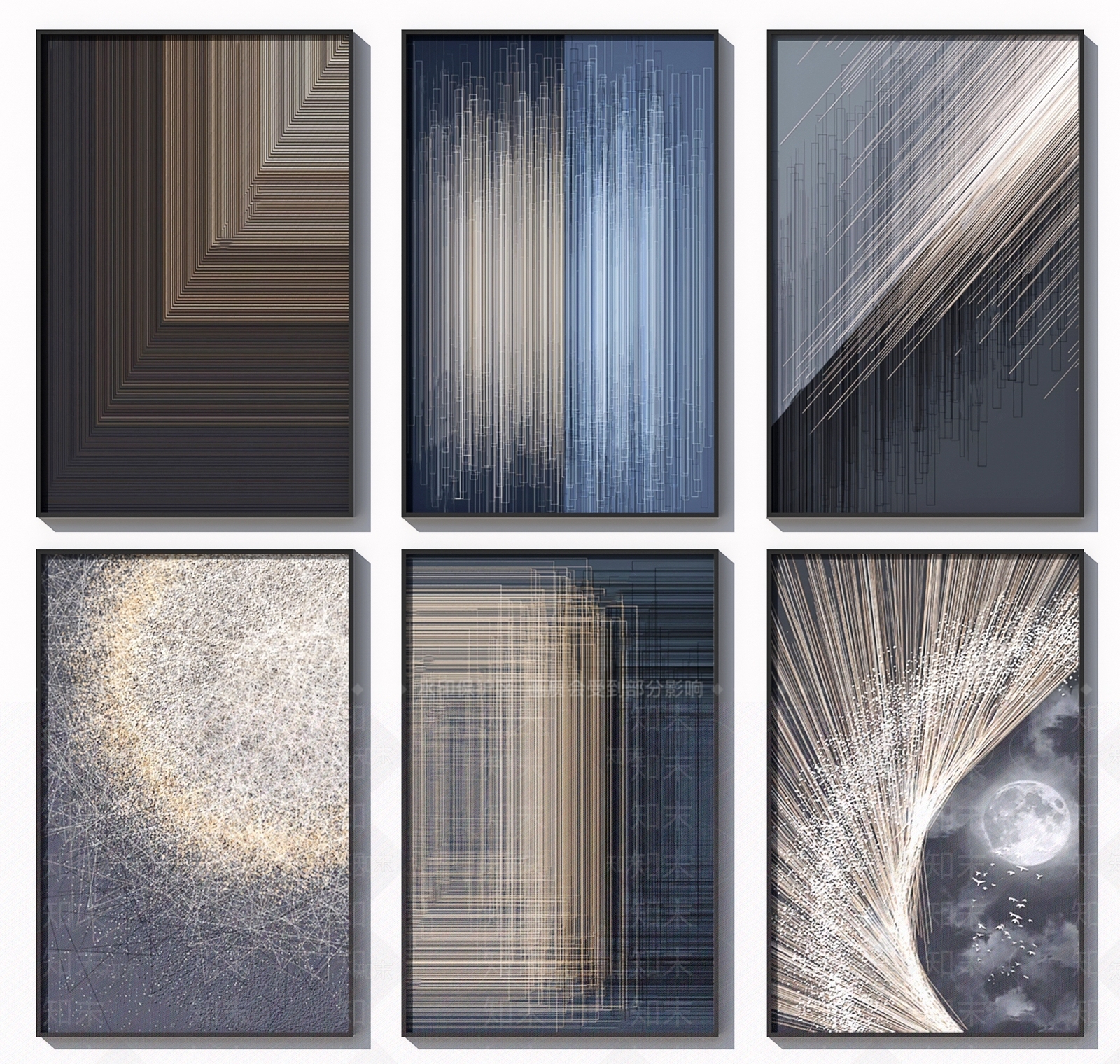 现代装饰画3d模型下载【id:189145774】