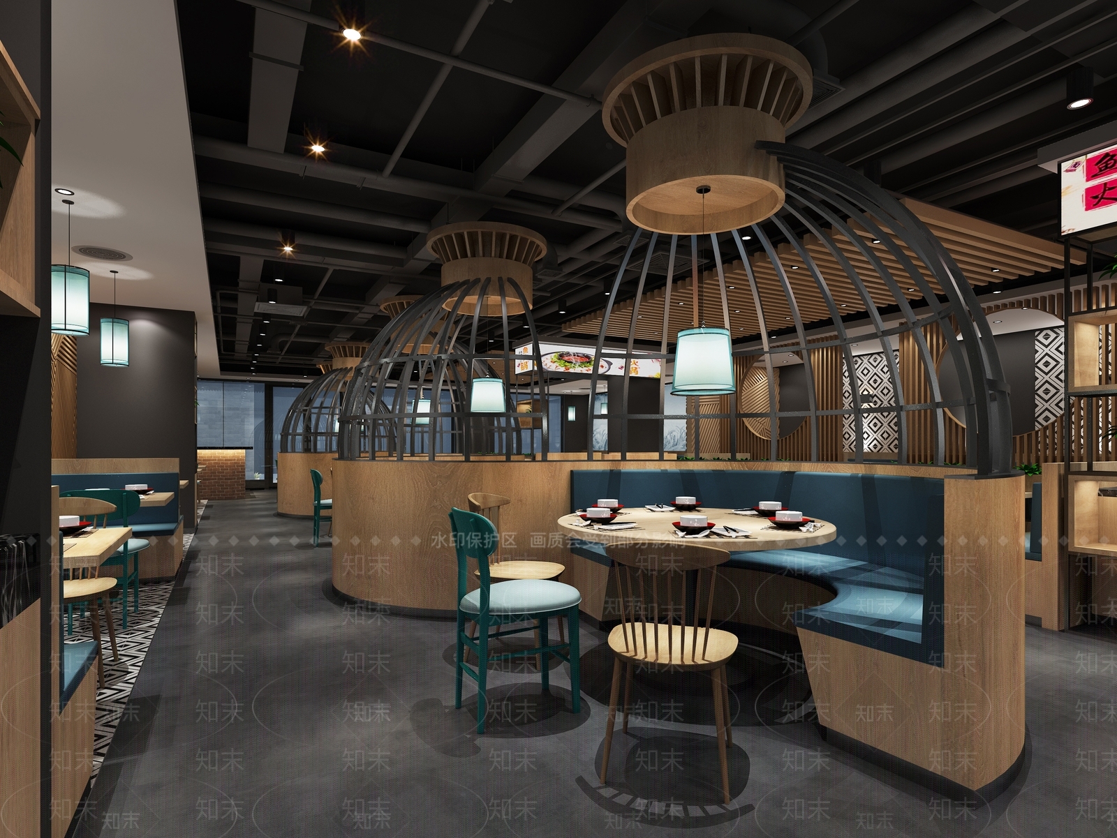 工业风火锅店3D模型下载【ID:389147236】