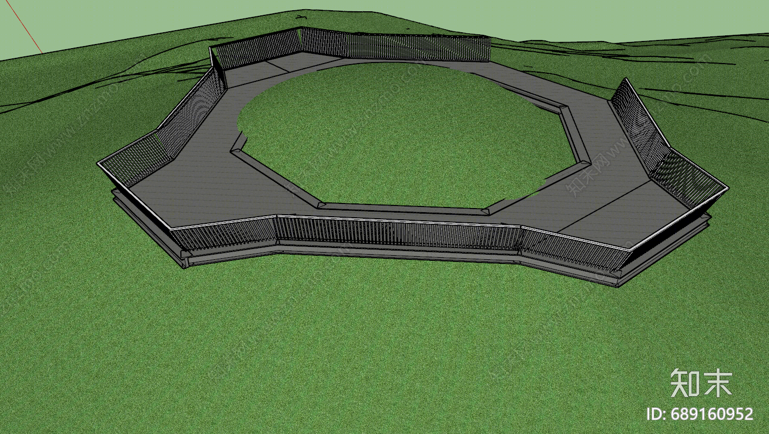 现代山顶观景平台SU模型下载【ID:689160952】