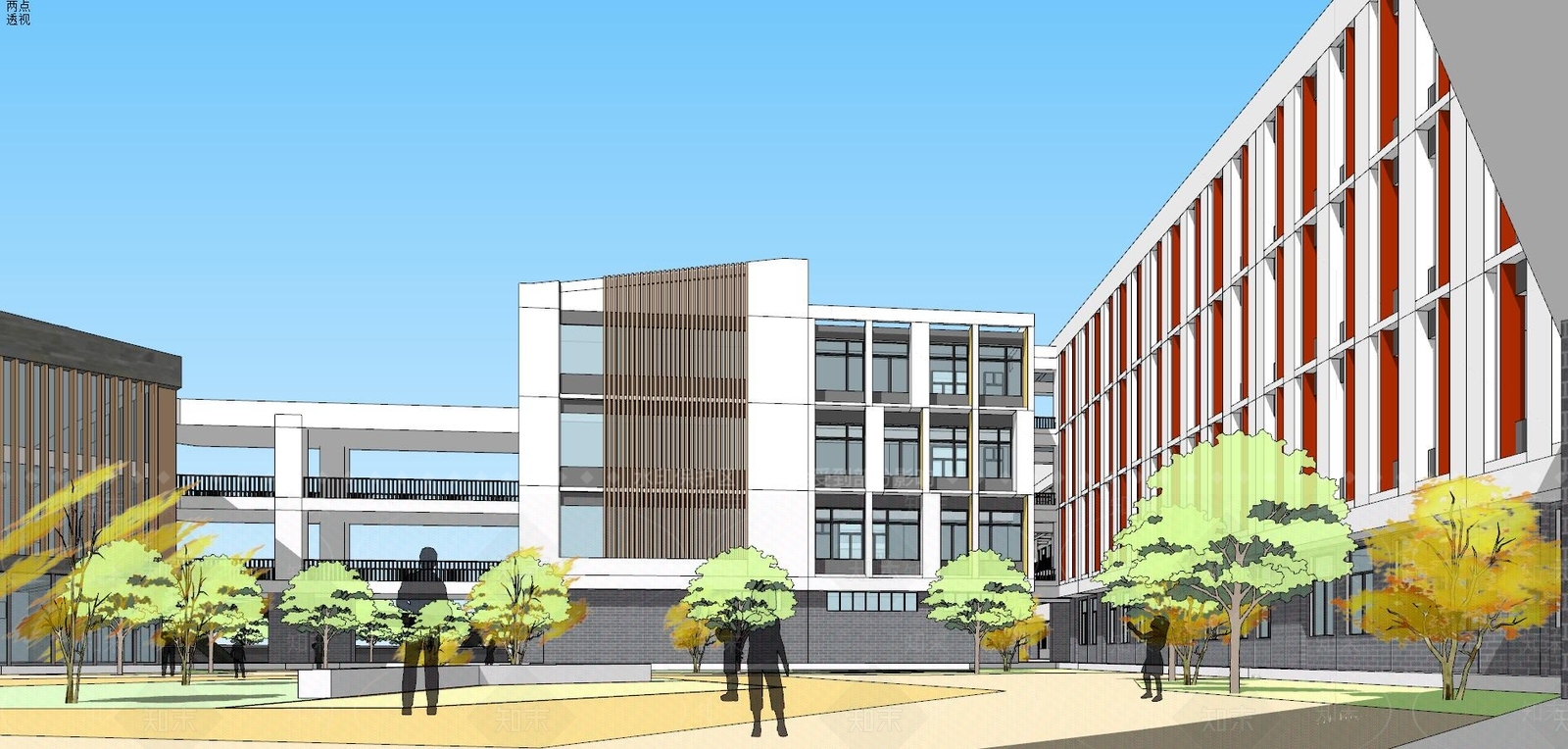 现代学校外观SU模型下载【ID:889162291】