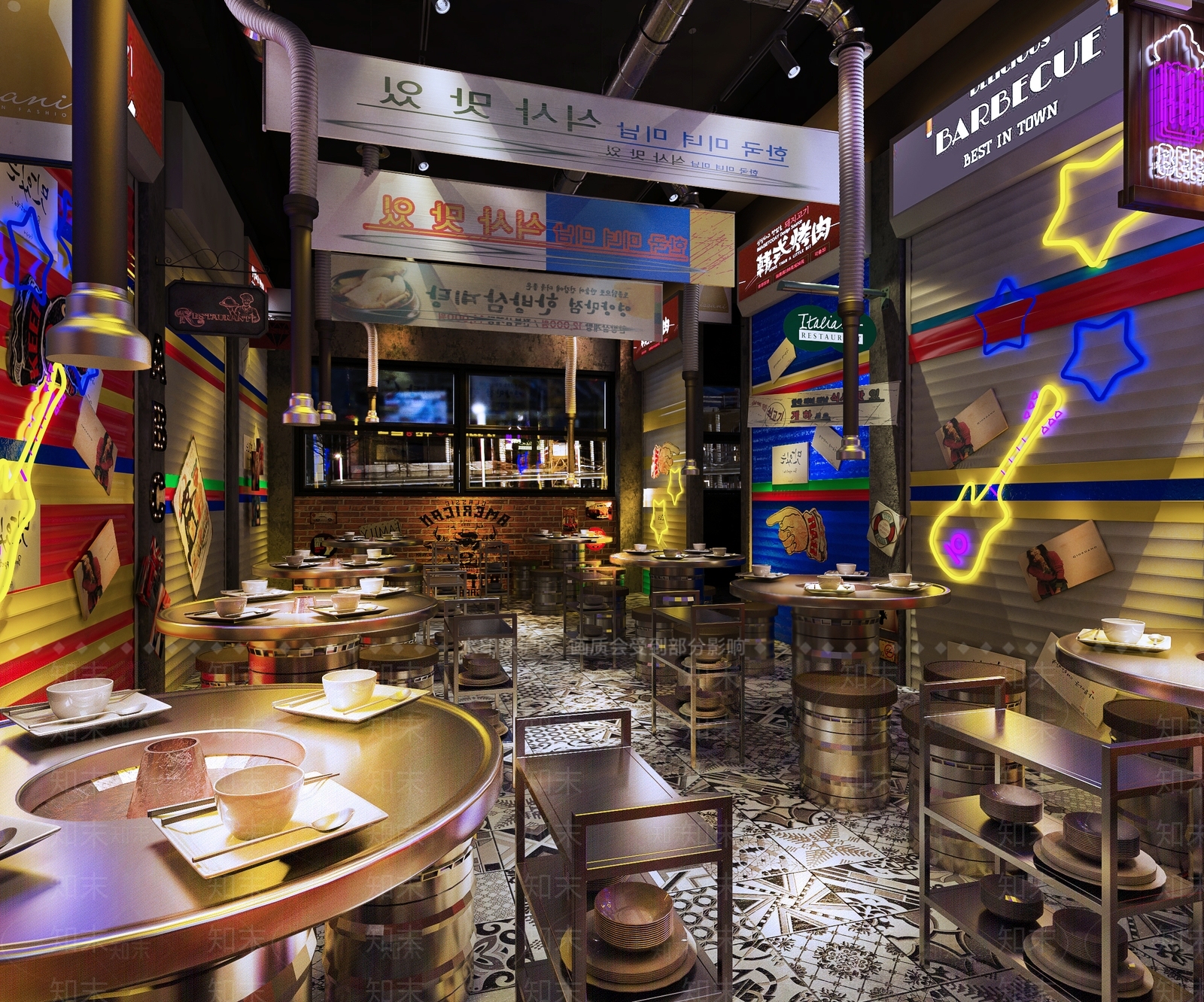工业风火锅店3D模型下载【ID:389689265】