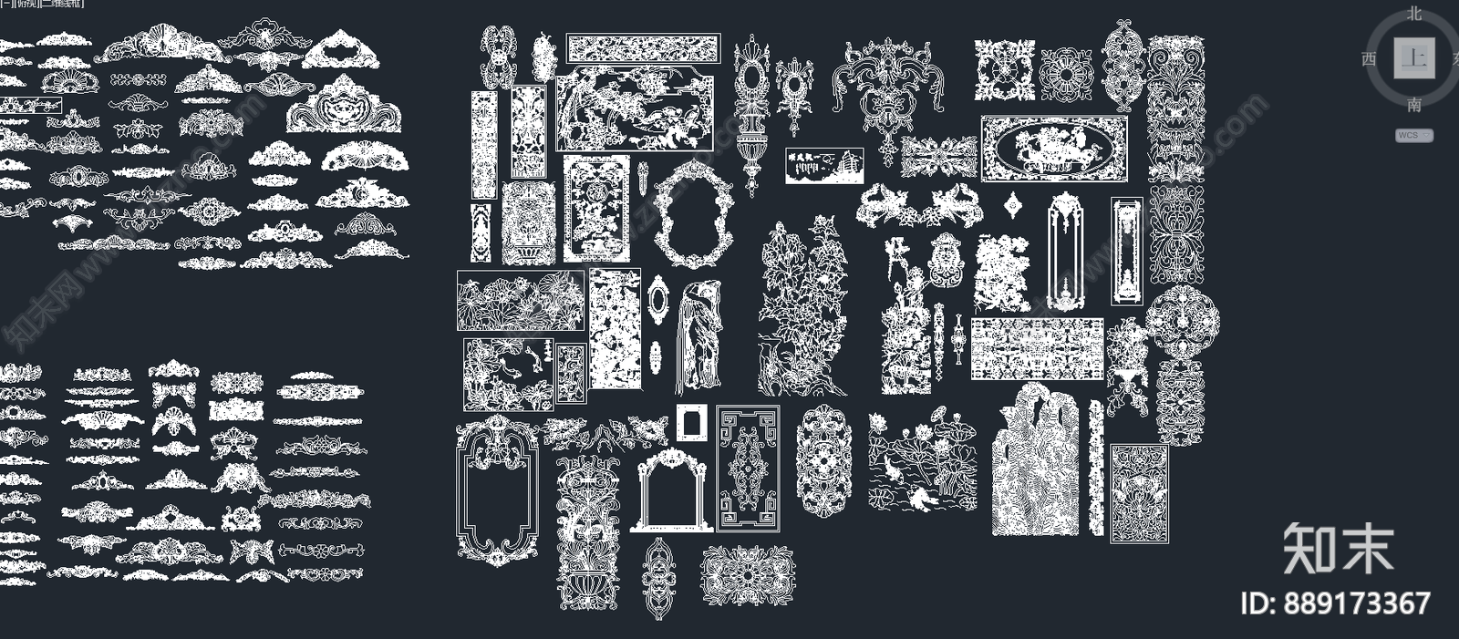 雕花花纹山花贴花施工图下载【ID:889173367】