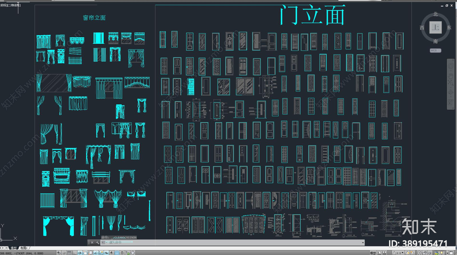 中式窗帘门施工图下载【ID:389195471】