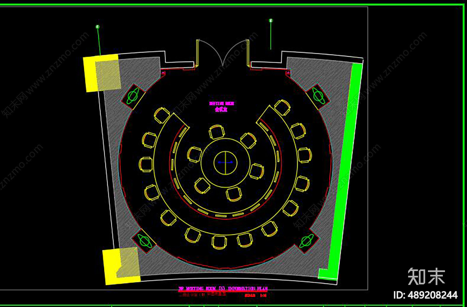 会议室cad施工图下载【ID:489208244】