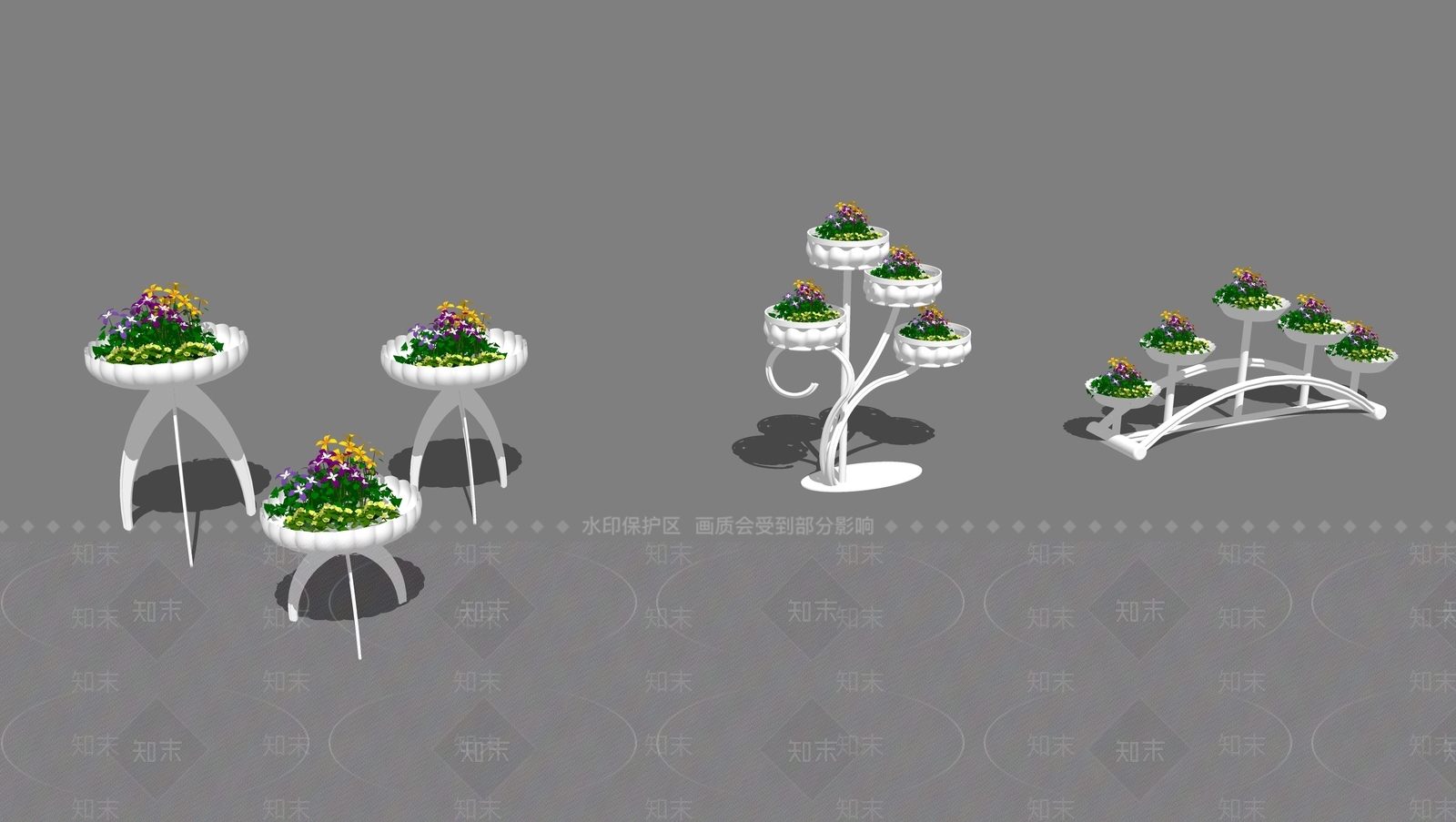 欧式花坛花钵SU模型下载【ID:990215729】