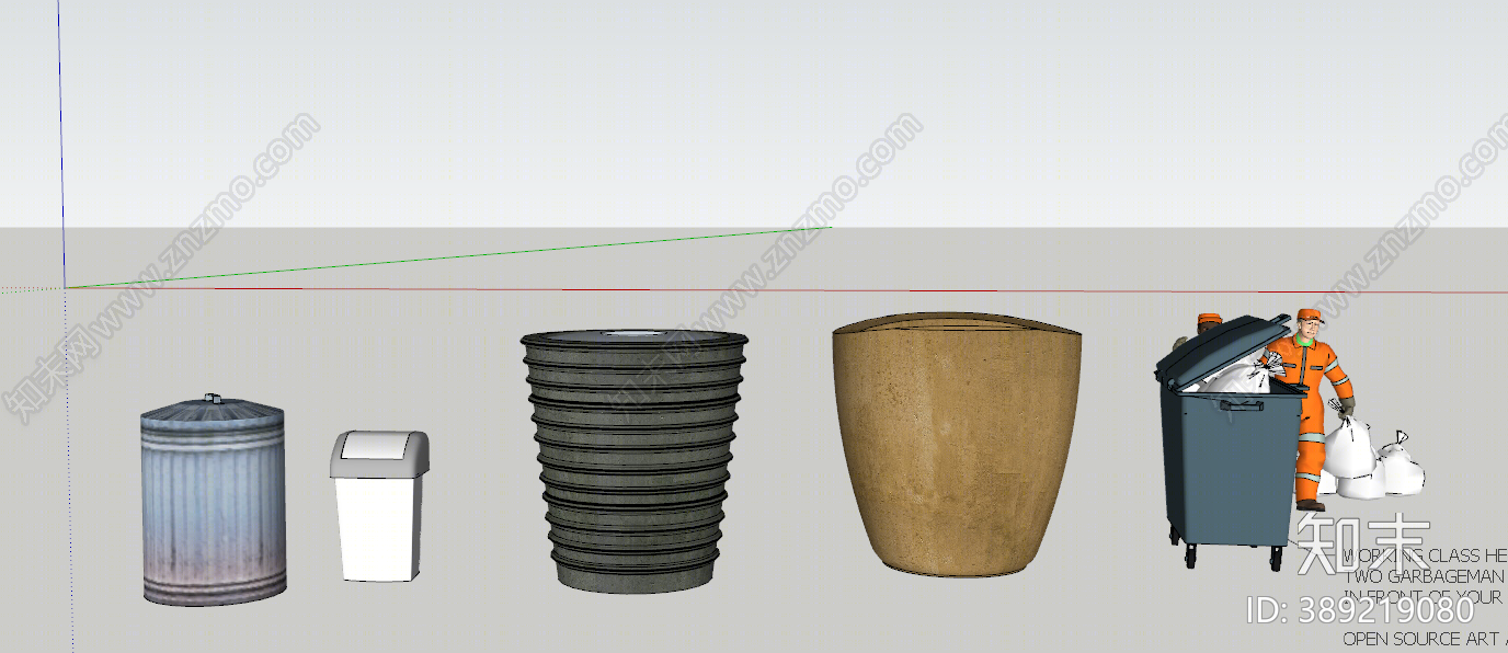 现代垃圾桶SU模型下载【ID:389219080】