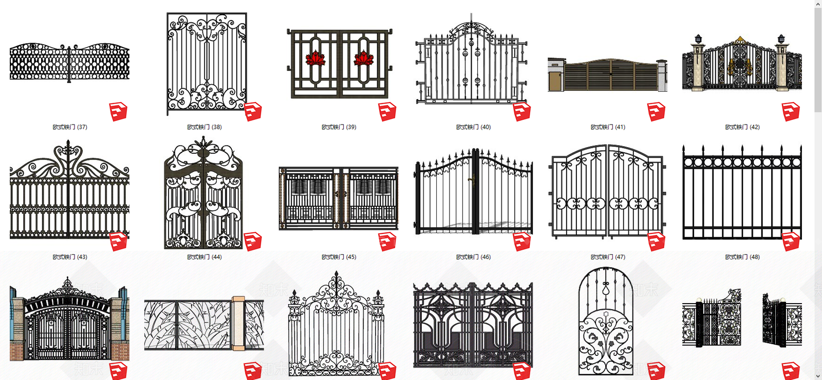 欧式铁门SU模型下载【ID:489229175】