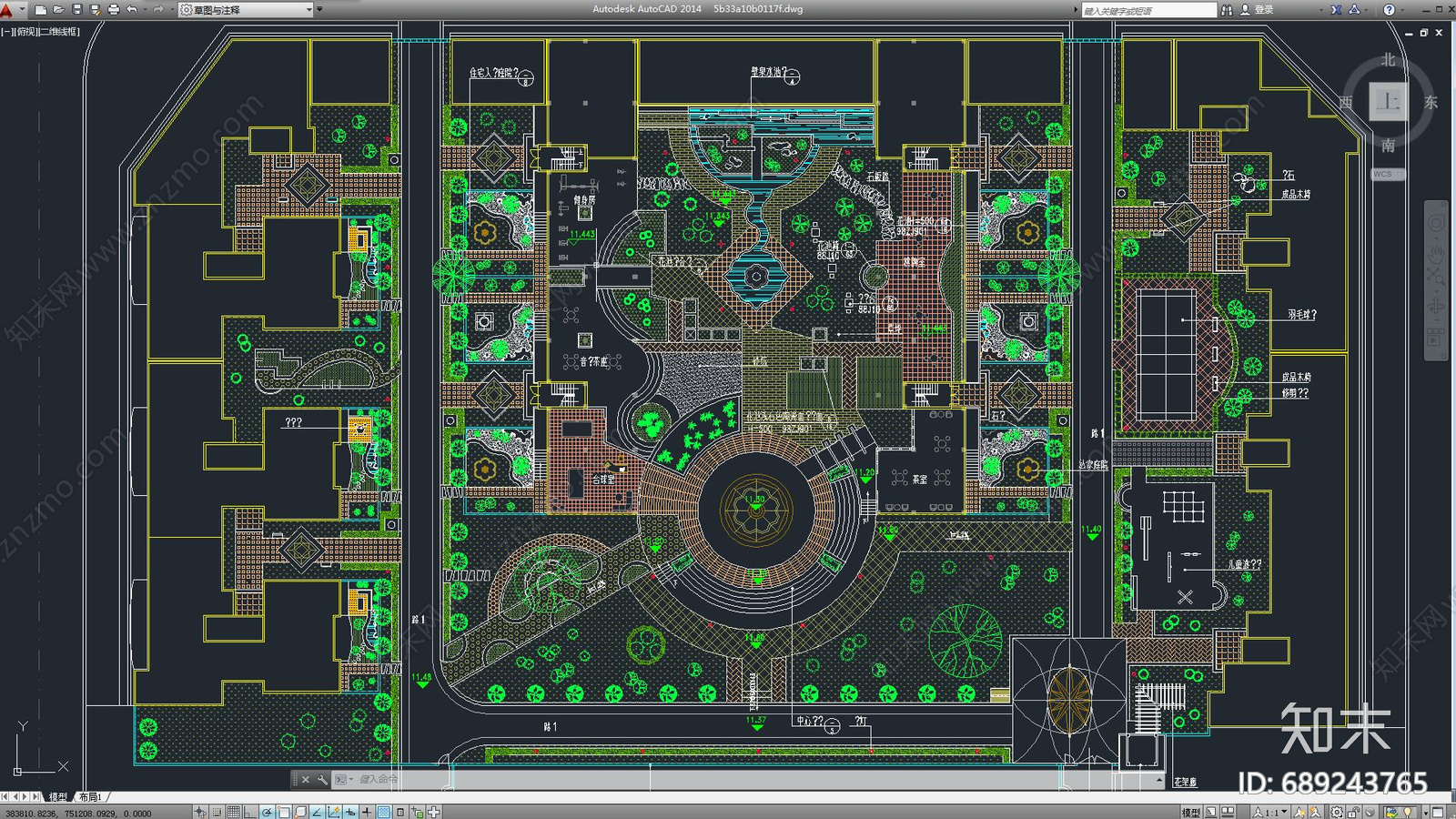 中式公园cad施工图下载【ID:689243765】