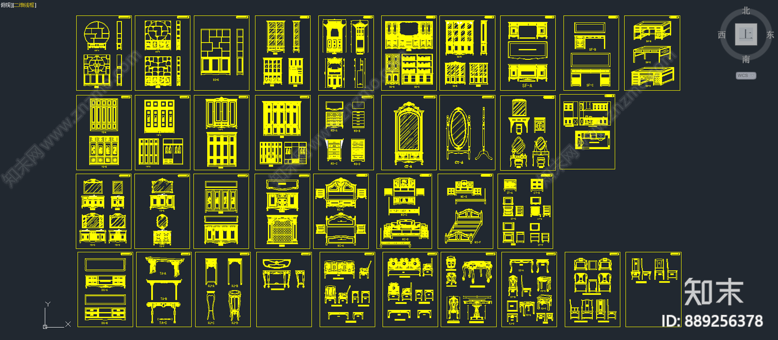 博古架施工图下载【ID:889256378】