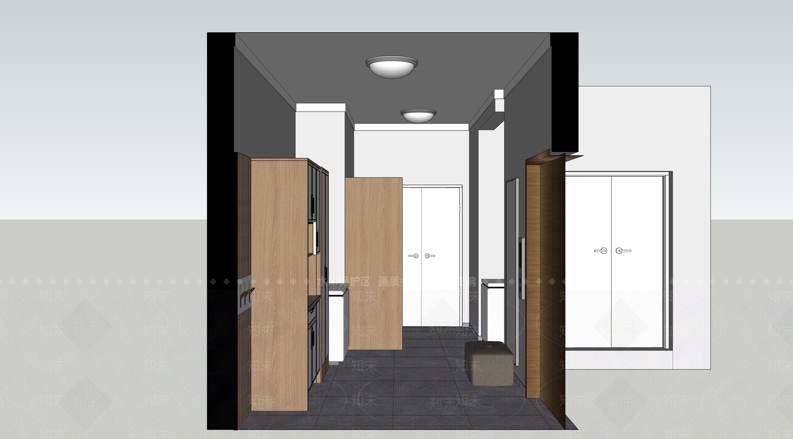 现代电梯厅SU模型下载【ID:889261561】