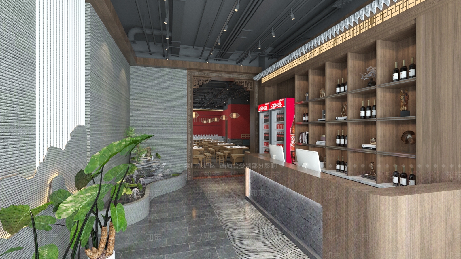 新中式火锅店3D模型下载【ID:389262265】