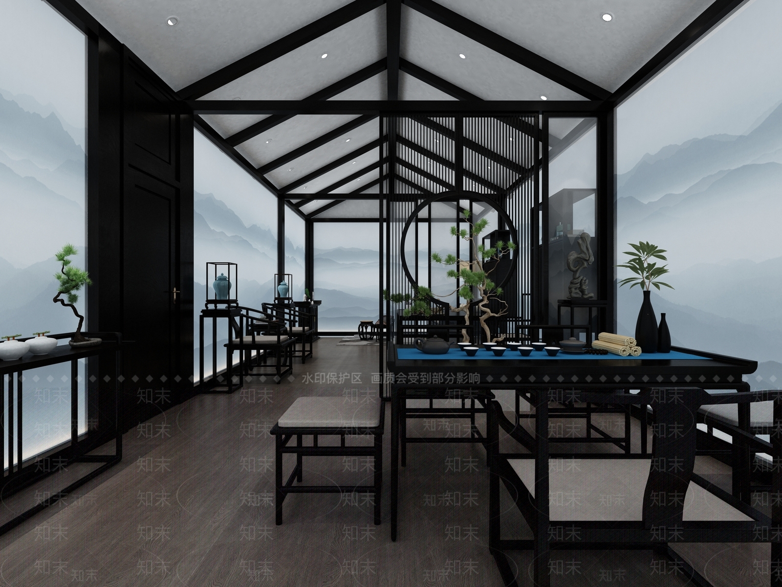 新中式红木家具展厅3D模型下载【ID:589269471】