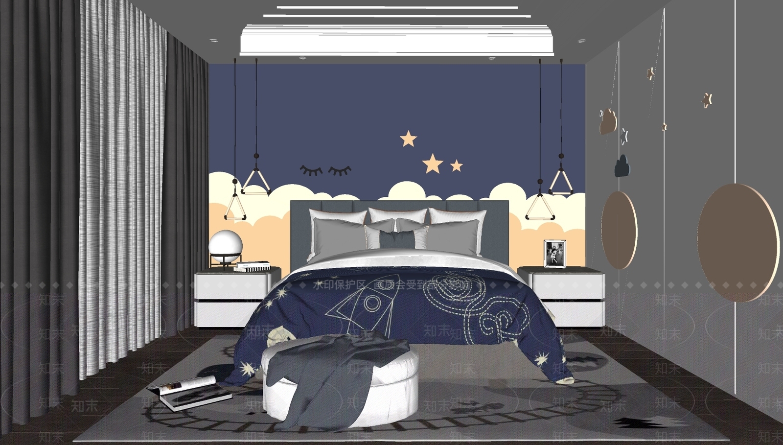 现代家居儿童房SU模型下载【ID:889282879】