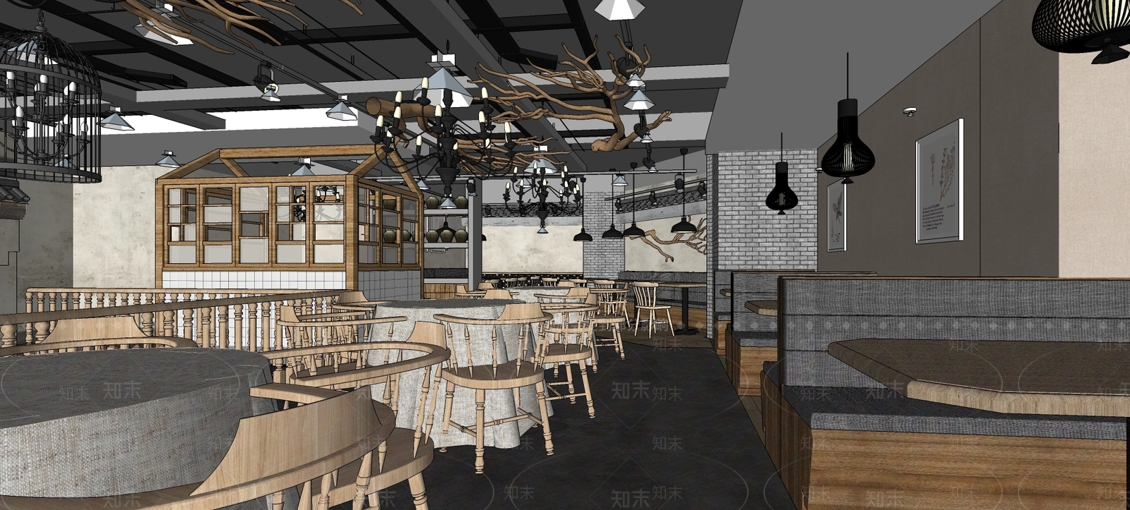 现代餐厅SU模型下载【ID:989296097】