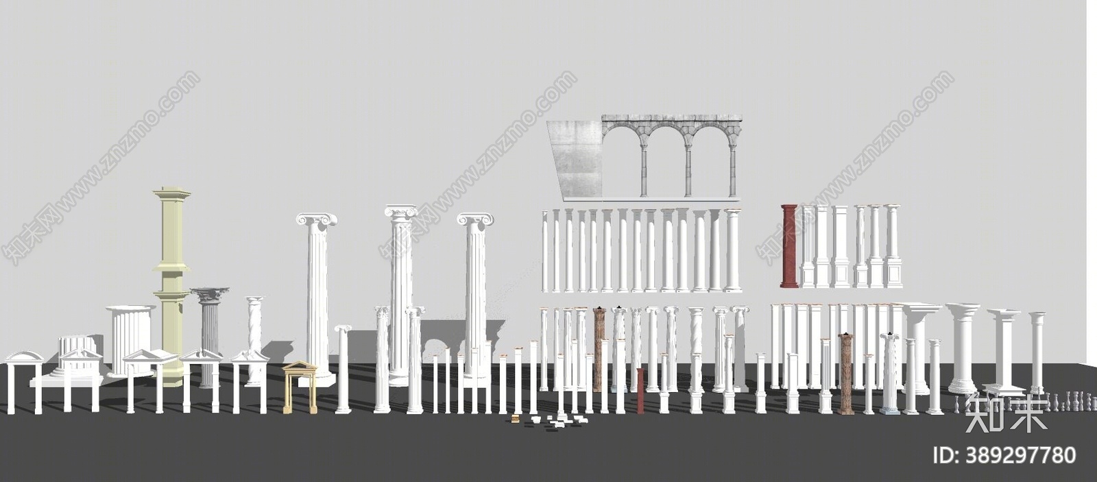 欧式罗马柱SU模型下载【ID:389297780】