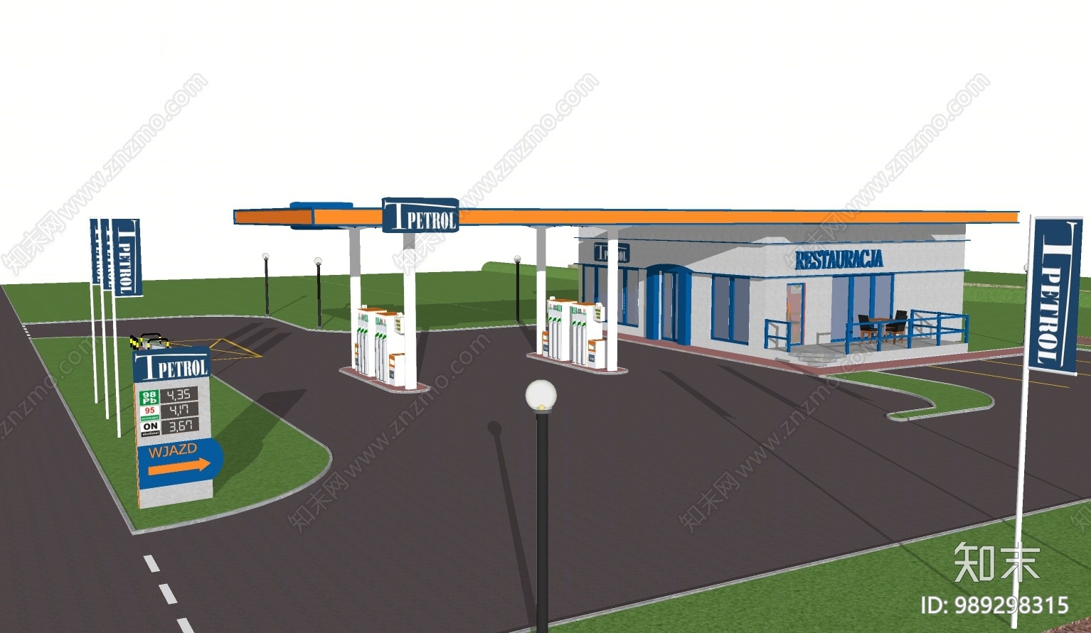 现代加油站SU模型下载【ID:989298315】
