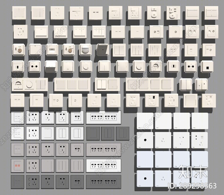 现代开关插座面板SU模型下载【ID:289298563】