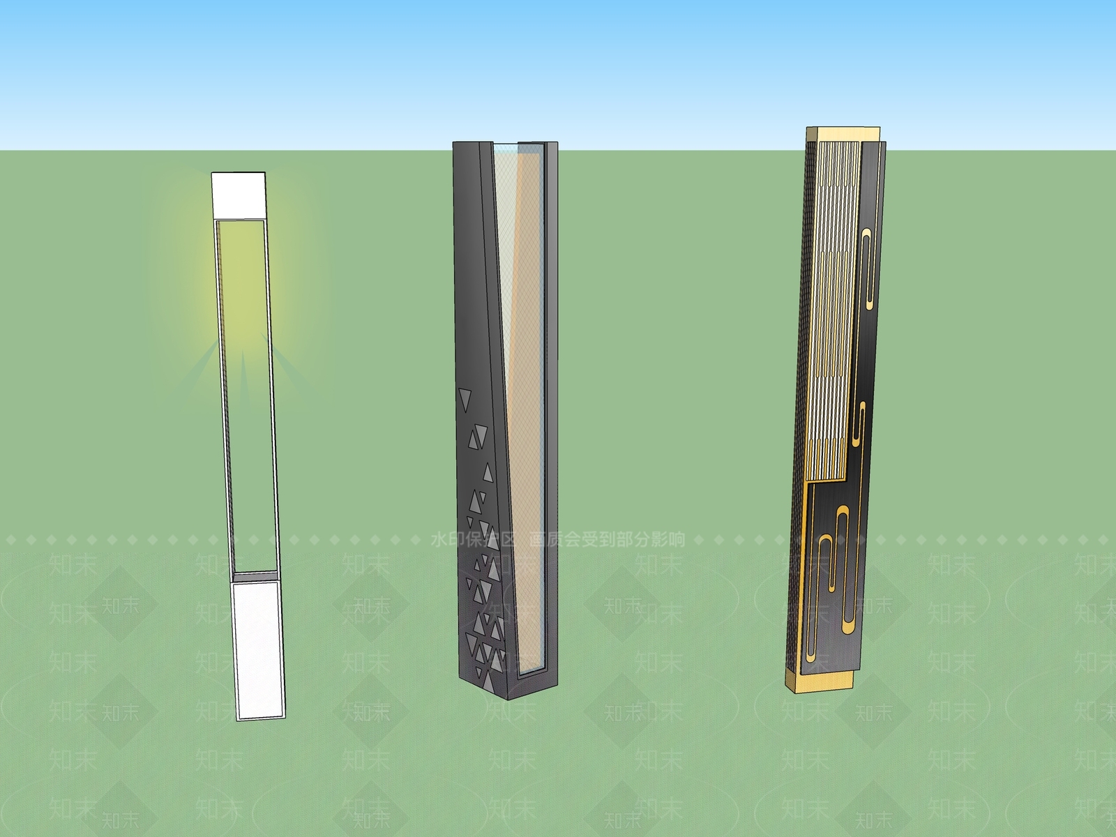 现代景观灯柱SU模型下载【ID:389315325】