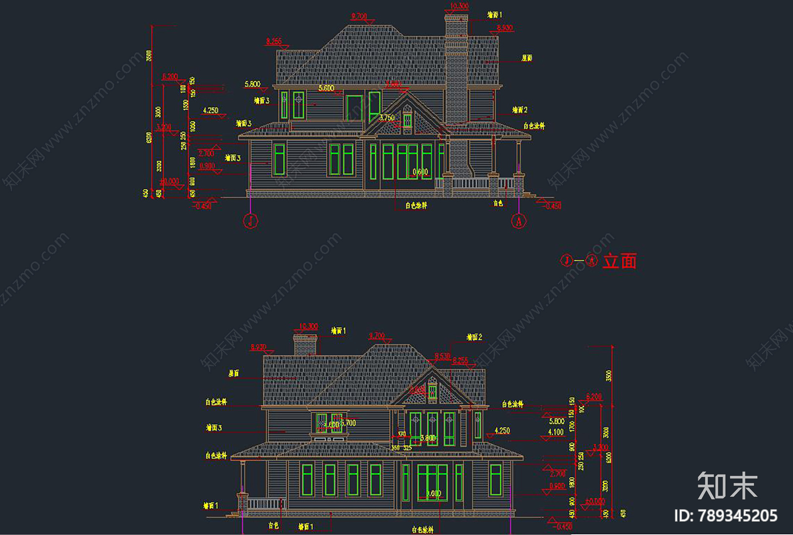 别墅建筑cad施工图下载【ID:789345205】