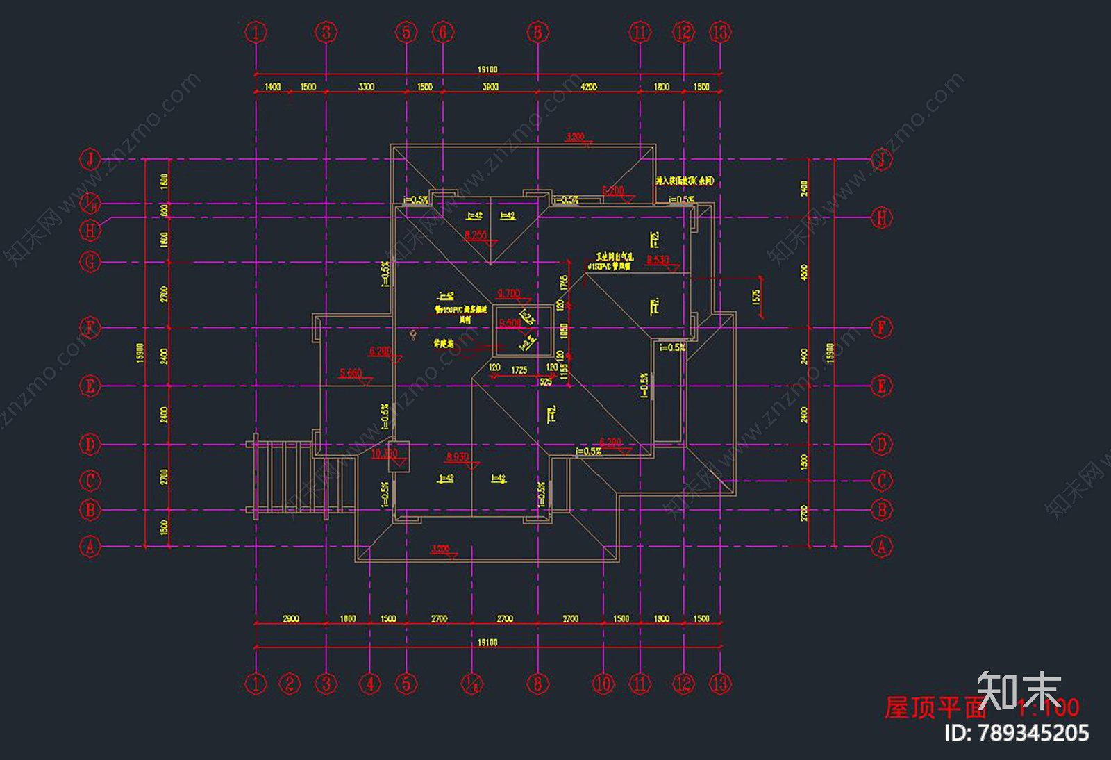 别墅建筑cad施工图下载【ID:789345205】