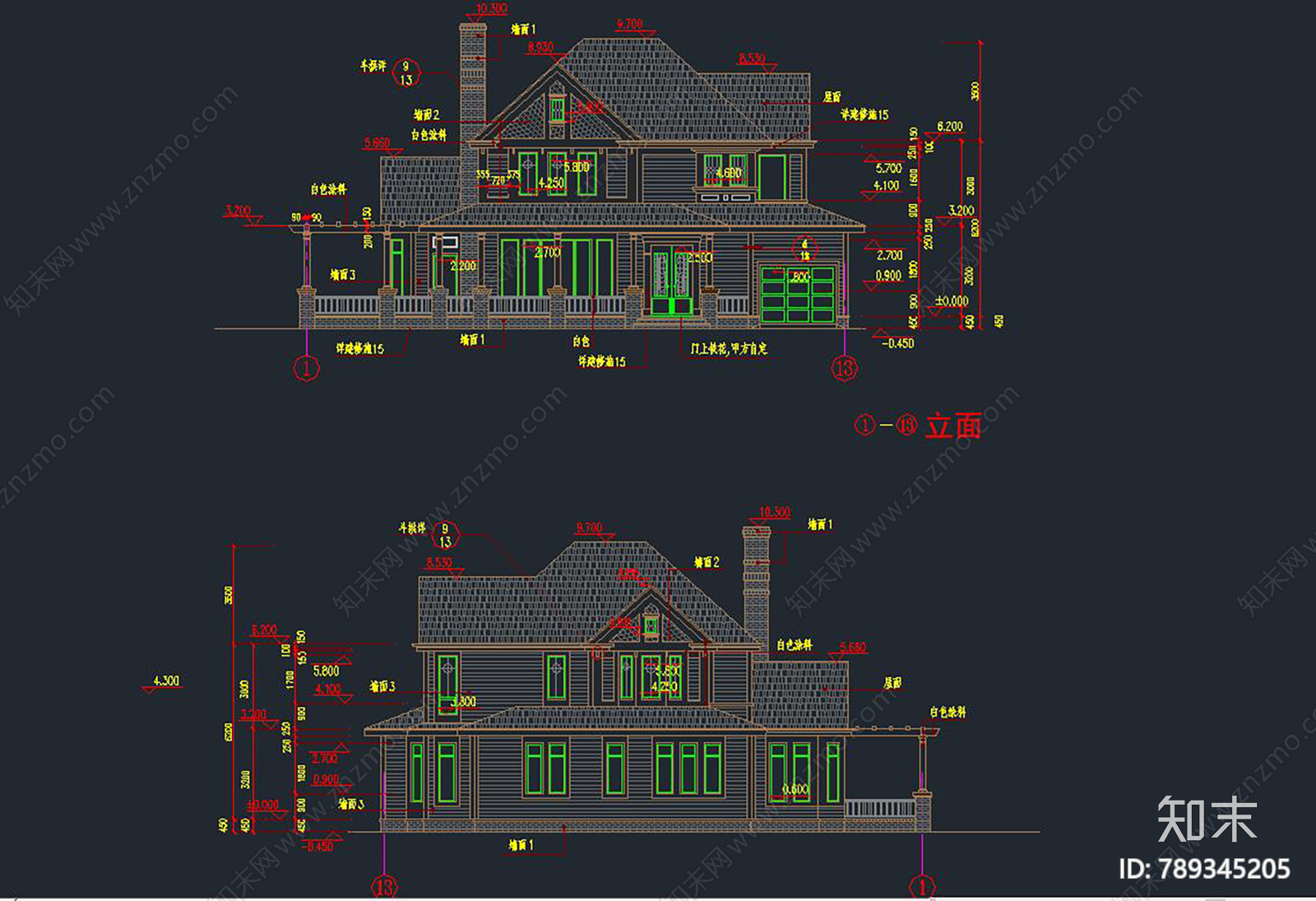 别墅建筑cad施工图下载【ID:789345205】