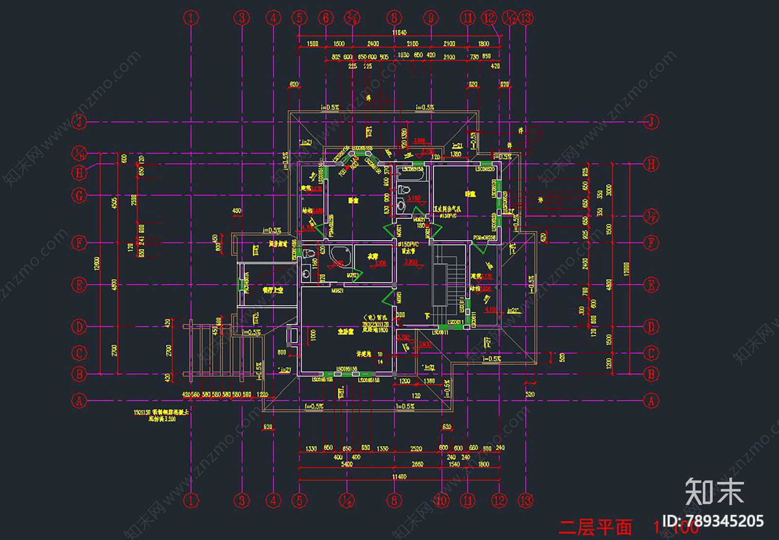 别墅建筑cad施工图下载【ID:789345205】