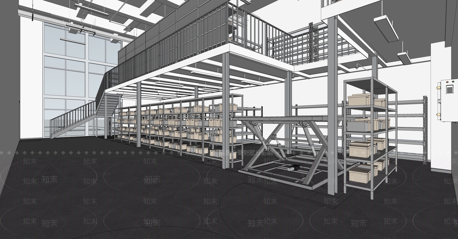 工业风仓库SU模型下载【ID:889348571】
