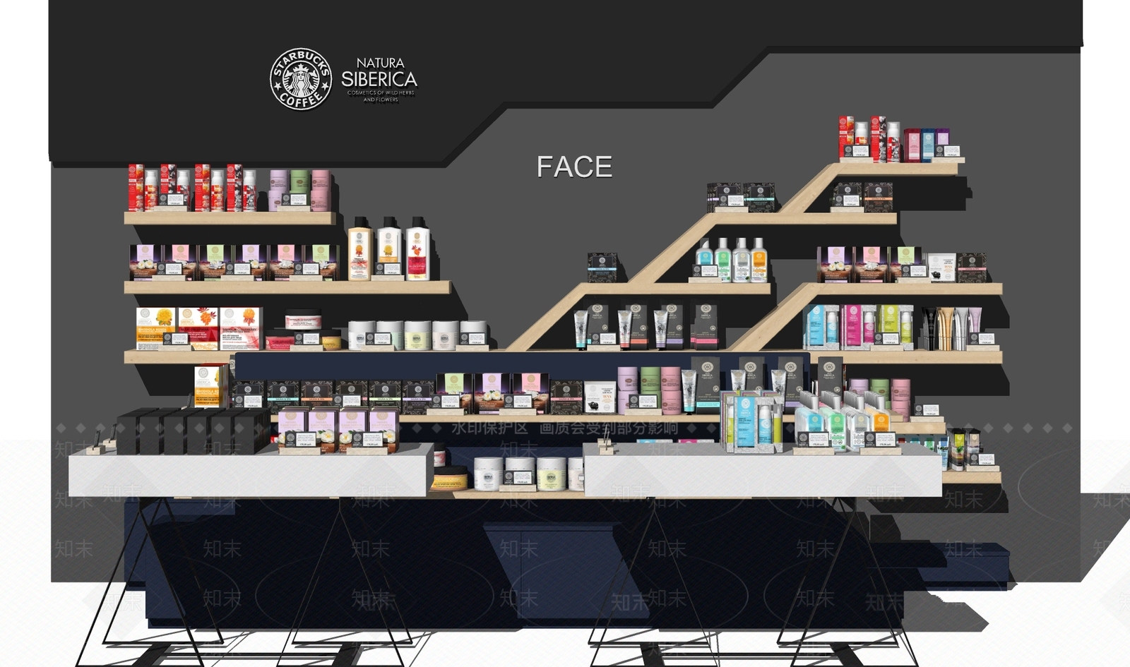 现代化妆品展柜SU模型下载【ID:789357189】