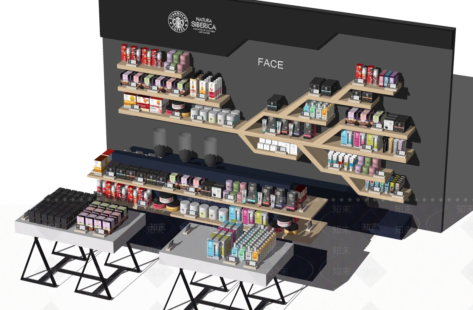 现代化妆品展柜SU模型下载【ID:789357189】