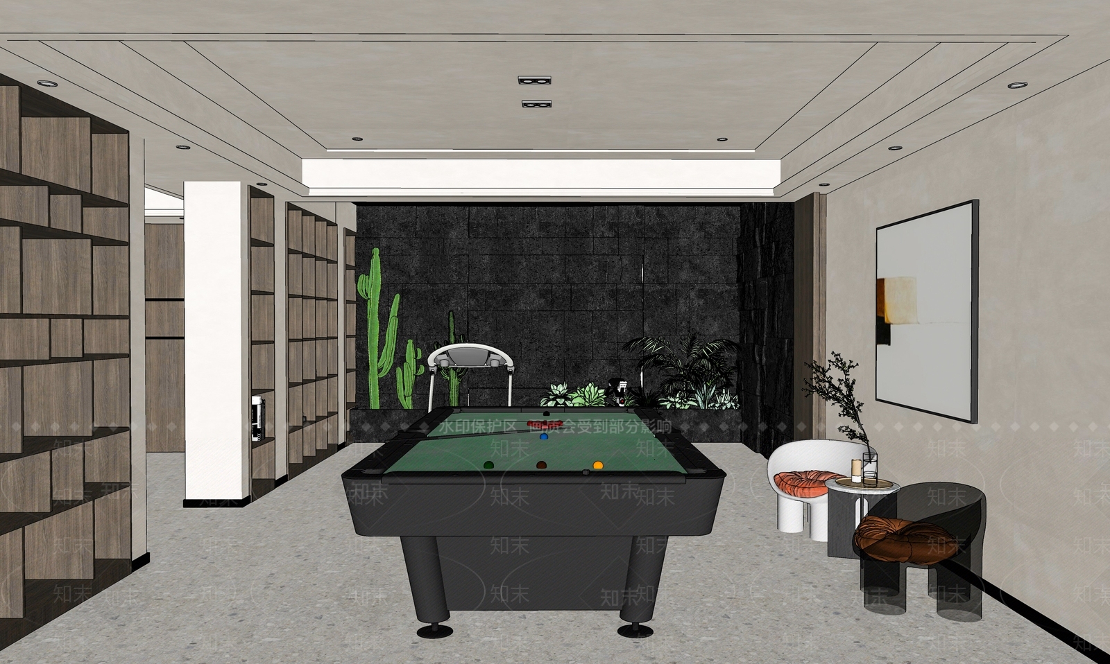 现代娱乐室SU模型下载【ID:589375950】