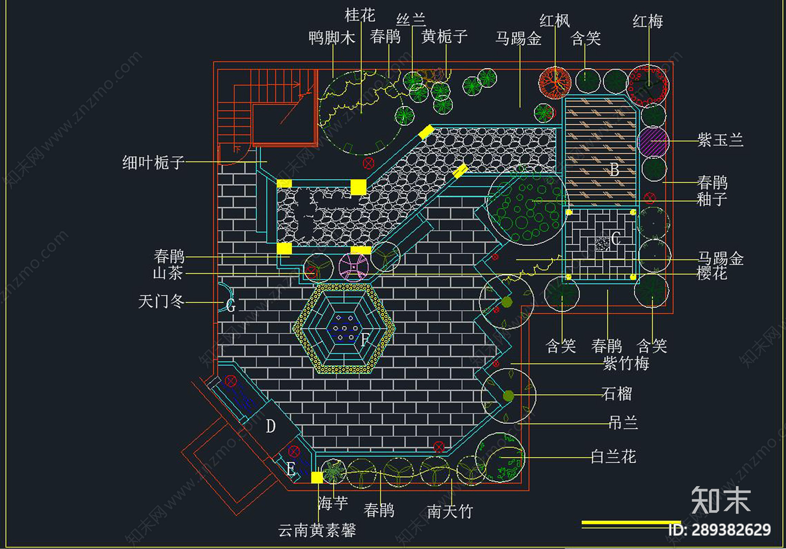 屋顶花园cad施工图下载【ID:289382629】