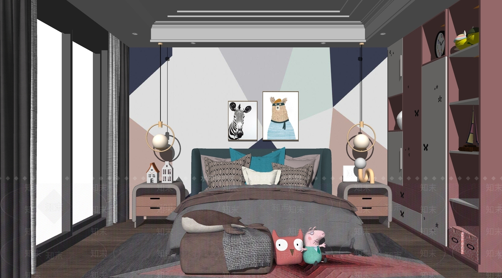 现代儿童房SU模型下载【ID:889391856】