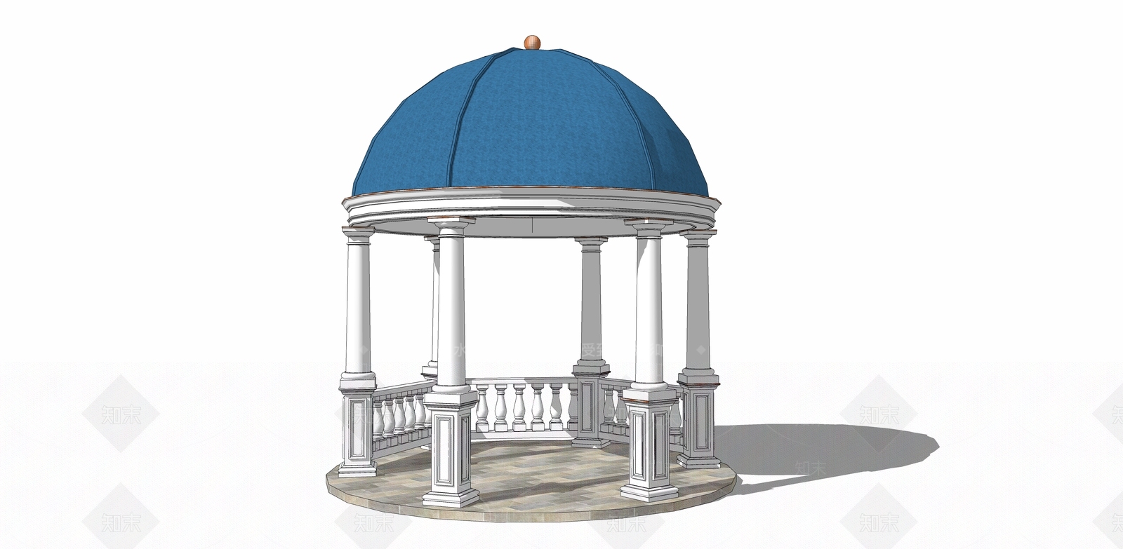 欧式景观亭廊SU模型下载【ID:689393879】