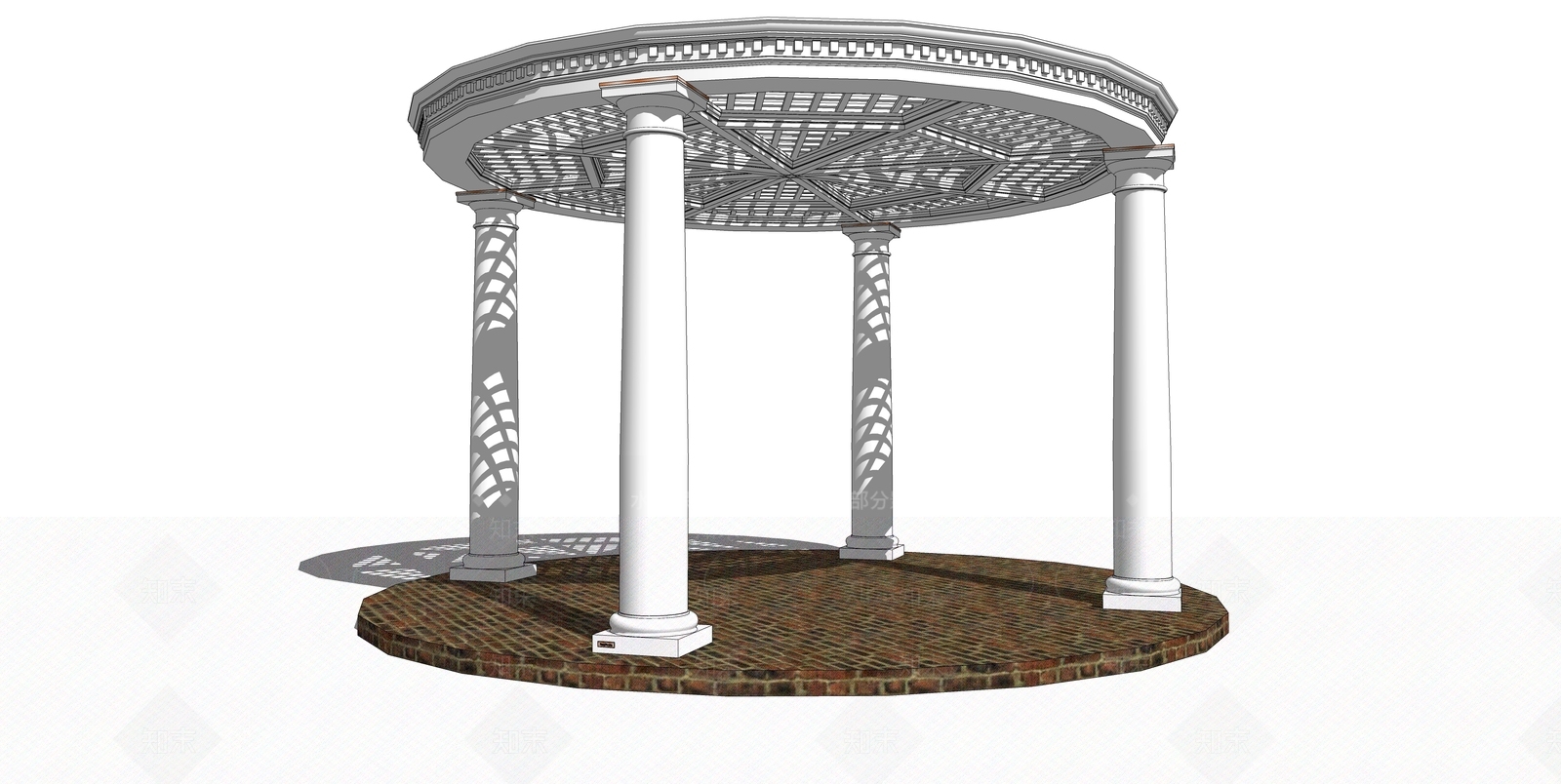 欧式景观亭廊SU模型下载【ID:689393893】