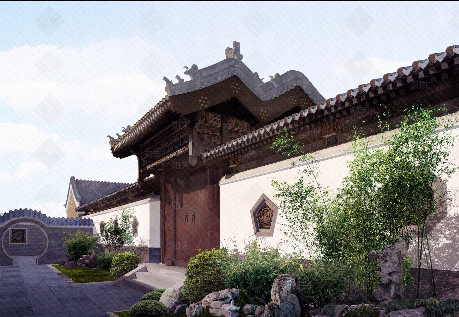 古建垂花门贴图下载【ID:689397554】